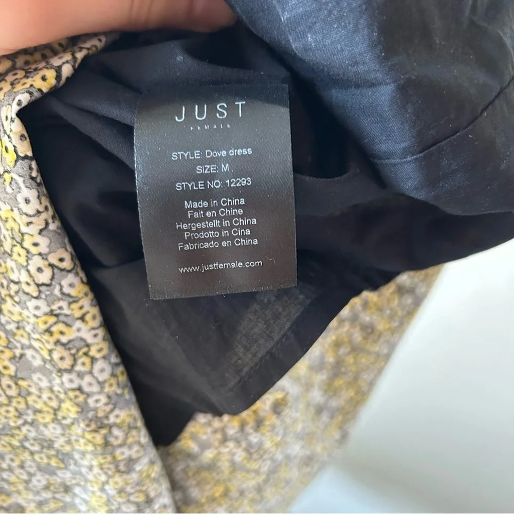 JUST Female Dove Midi Dress Black Yellow Floral Print M